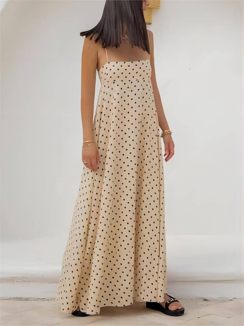 Sleeveless Geometric Print Halter Maxi Dress