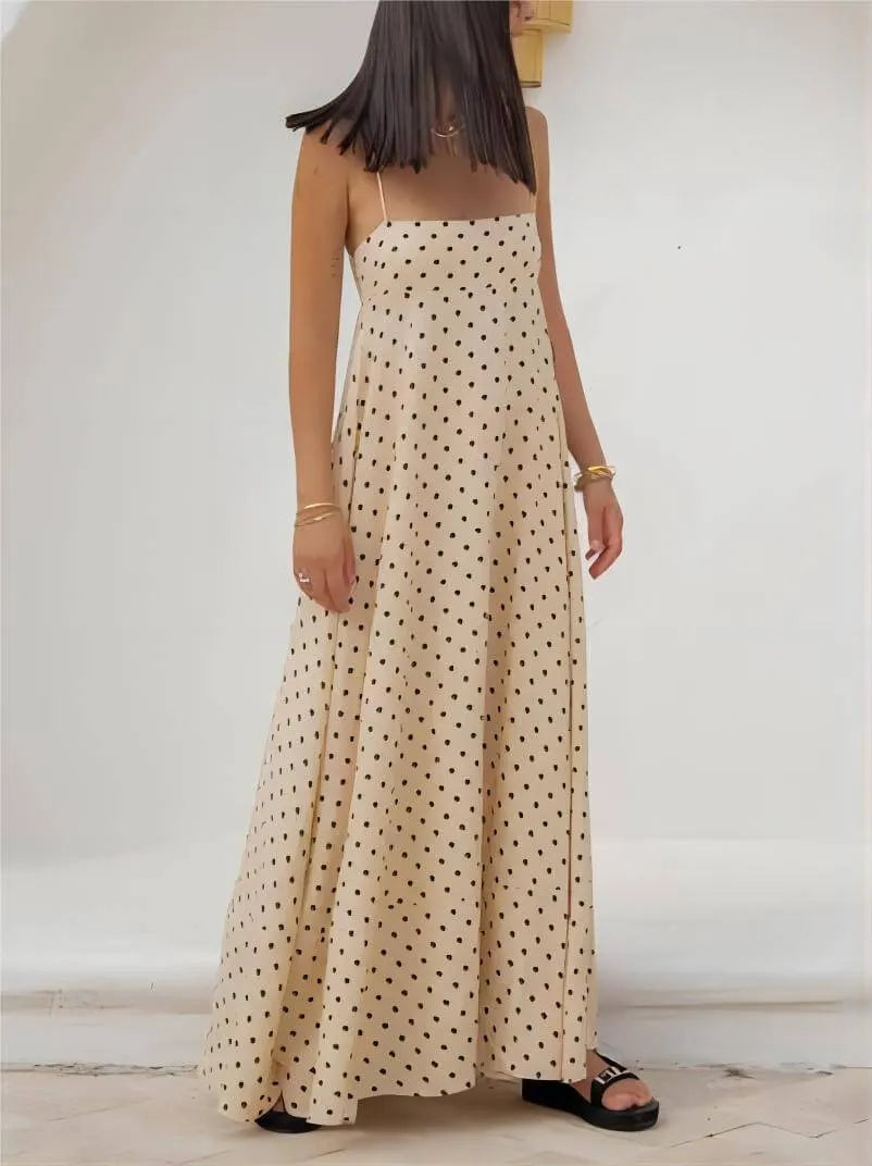 Sleeveless Geometric Print Halter Maxi Dress