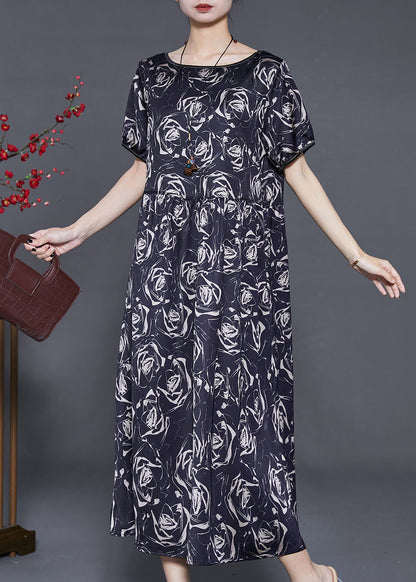 Black Silm Fit Silk Long Dresses Summer