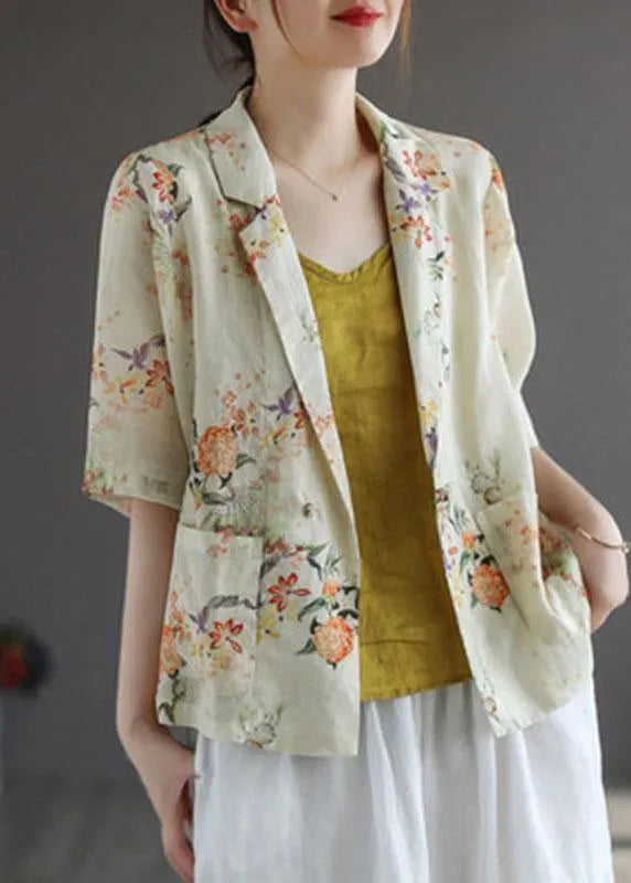 Yellow Peterpan Collar Button Print Fall Shirt Tops Half Sleeve