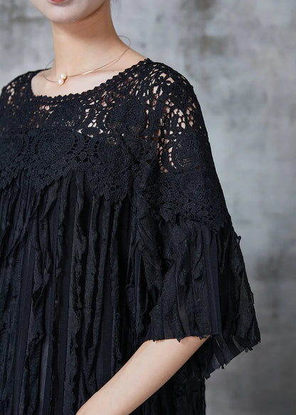 Black Oversized Patchwork Party Dress Summer