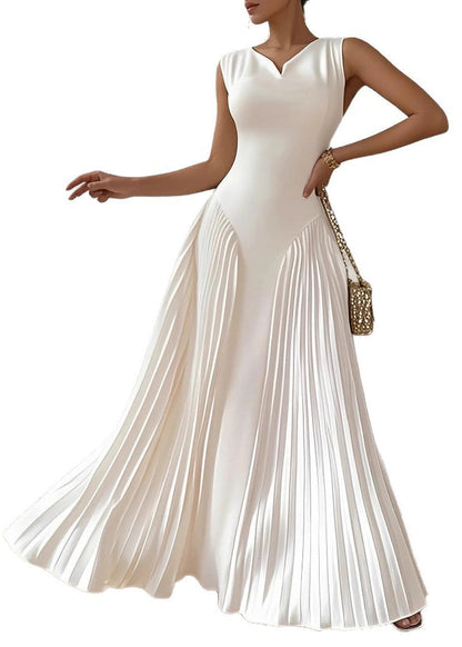 White Wrinkled High Waist Cotton Party Dress Summer