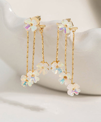 Gold Copper Overgild Tassel Drop Earrings