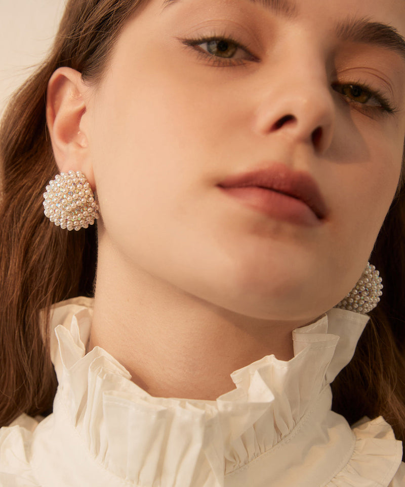 Brilliant Pearl Zircon Alloy Stud Earrings