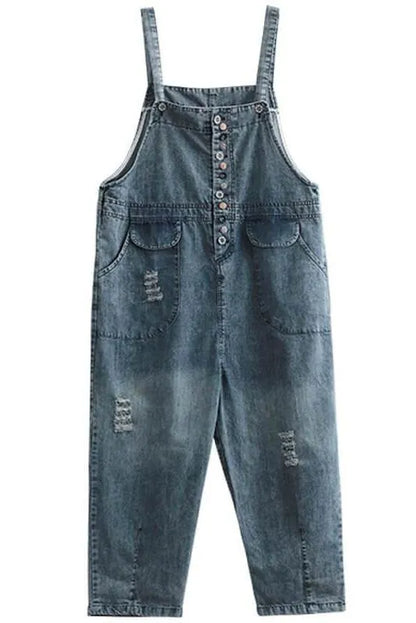 Cotton Breasted Hole Jumpsuits Dungarees