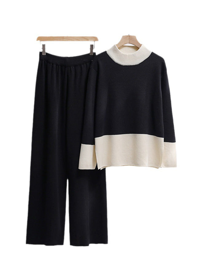 Boutique Dark Khaki O Neck Knit Two Piece Set Outfits Winter
