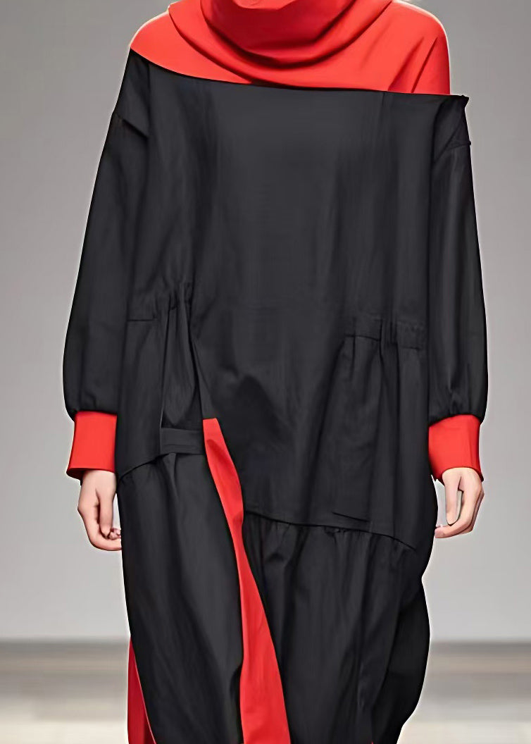 Diy Black Turtleneck Patchwork Holiday Long Dress Fall