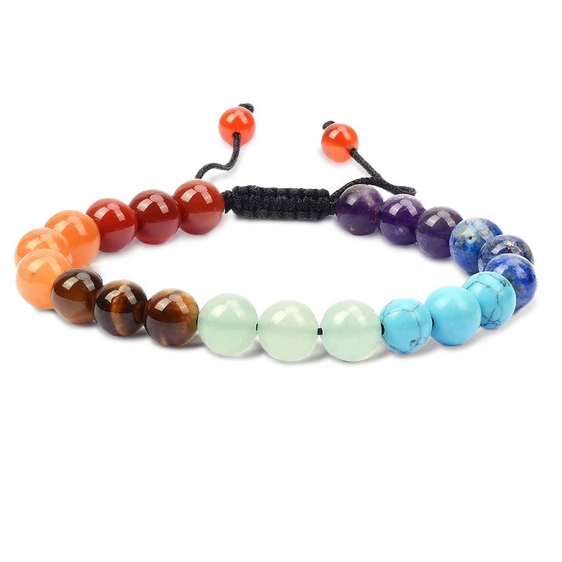 Buddha Stones Natural Healing Power Gemstone Crystal Beads Adjustable Macrame Bracelet