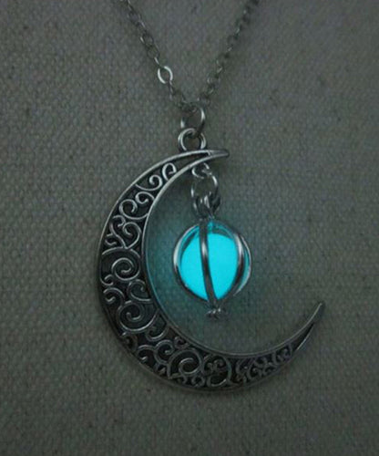 Unique Stainless Steel Moon Chain Luminous Lariat Necklace