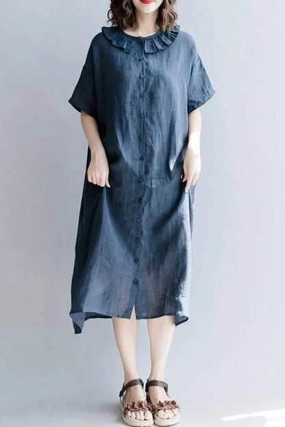 Cotton Linen Dresses With Sleeves Loose Clothes