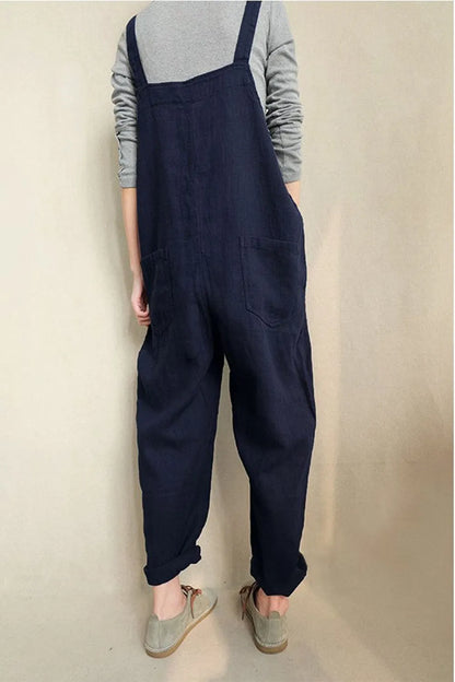 Linen Jumpsuits Overalls Pants With Pockets Linen Harem Pants