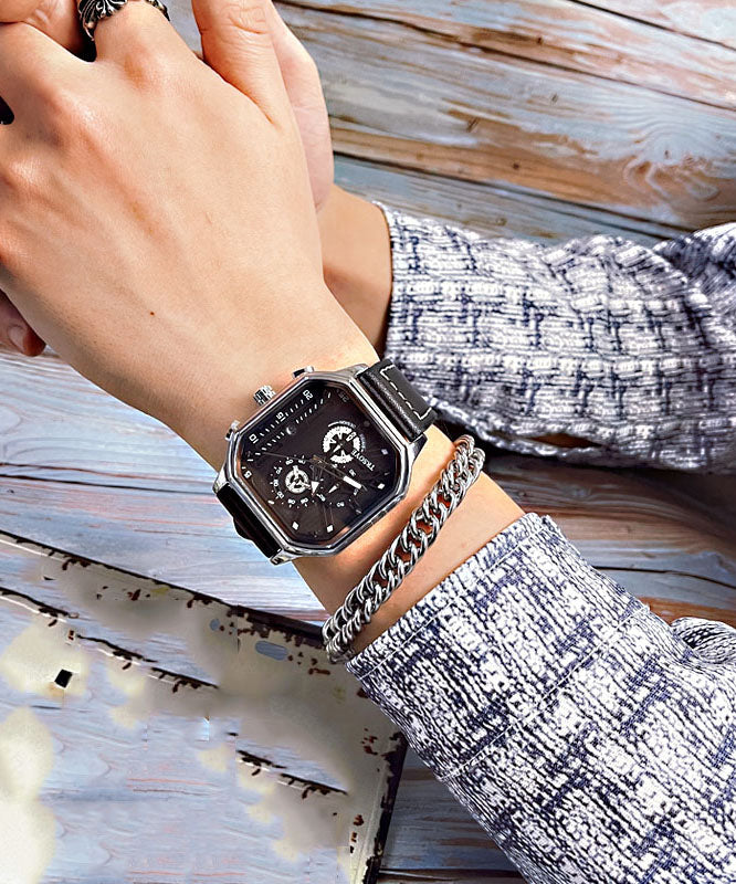 Rose Gold Leather Square Waterproof Watches