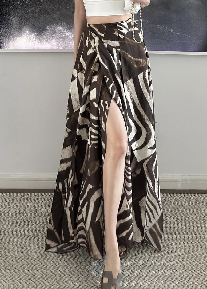 New Summer Zebra Pattern Skirts Side Open