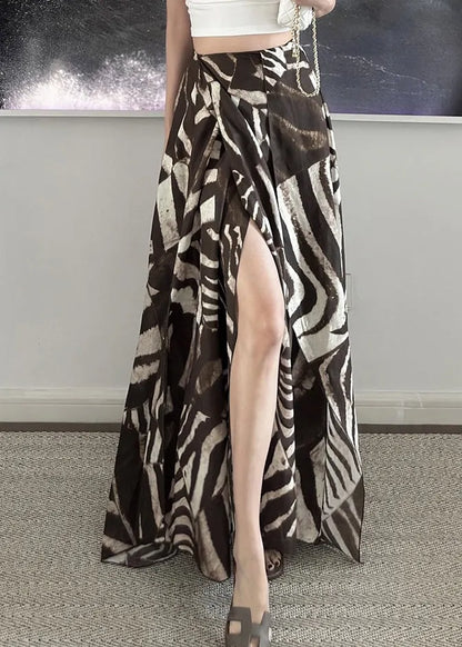 New Summer Zebra Pattern Skirts Side Open