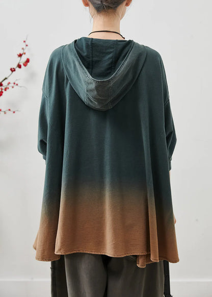 Art Gradient Color Hooded Oversized Cotton Pullover Sweatshirt Fall