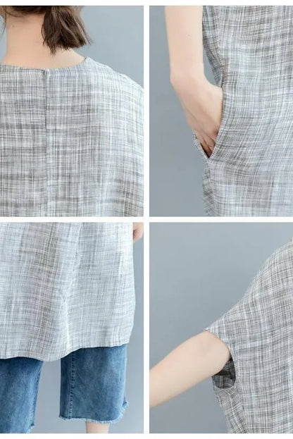 Summer Loose Bat Style Dress Linen Clothes for