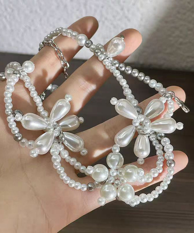 Original Design White Alloy Pearl Beading Pendant Necklace