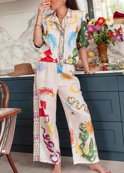 Print Tops and Pants Sets 2 Pieces Summer