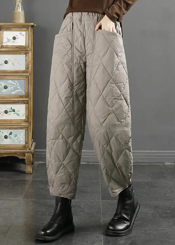Red Original Design Thick Fine Cotton Filled Crop Pants