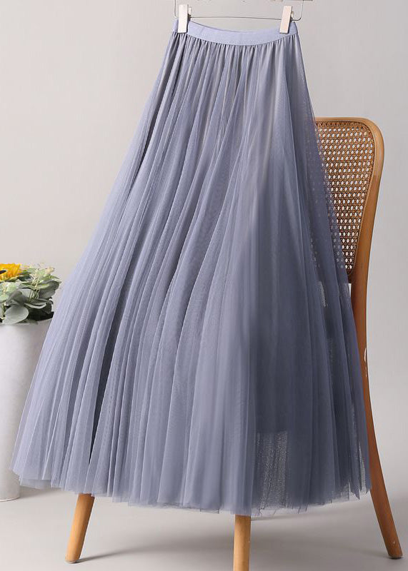 Loose Pink Elastic Waist Tulle a Line Skirts