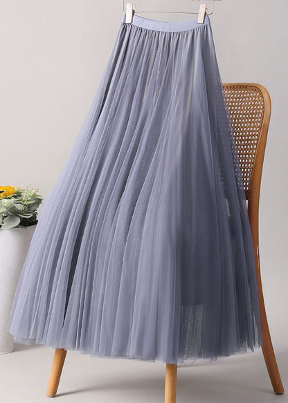 Loose Pink Elastic Waist Tulle a Line Skirts