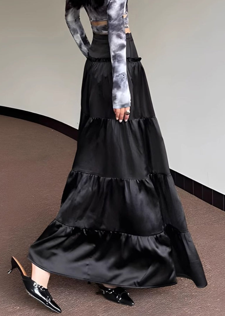 New Black High Waist Maxi Skirts Summer