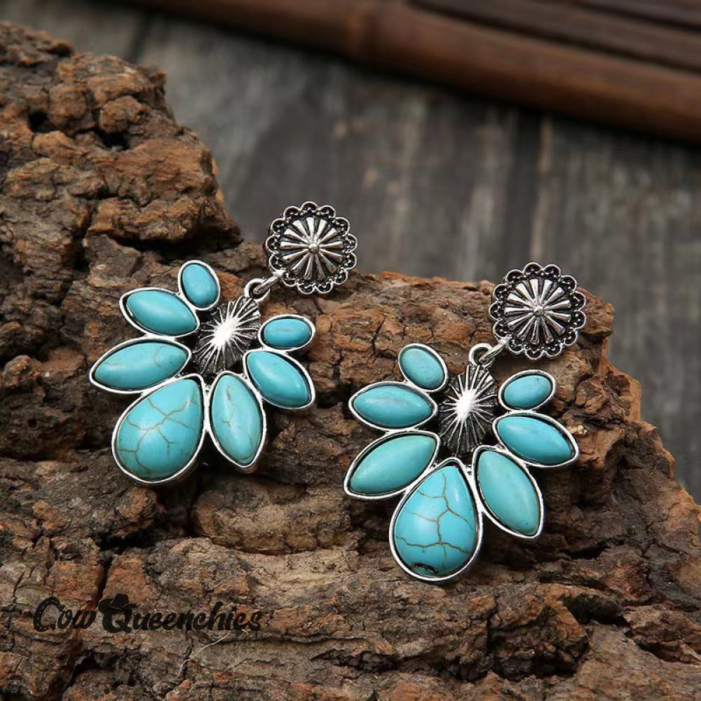 Flower Drop Turquoise Earrings