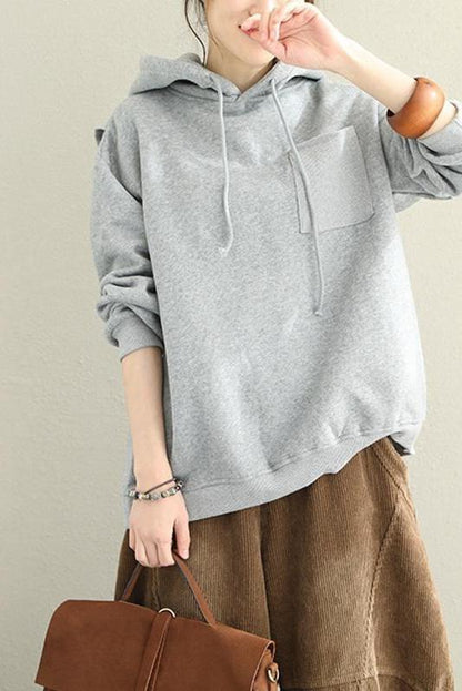 Loose Hoodie Brushed Cotton Fleece Warm Tops