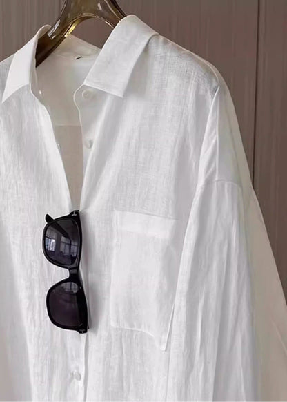 White Oversized Cotton Shirts Spring