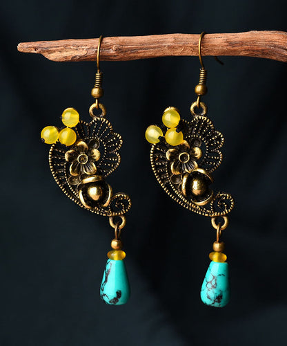 Fine Colorblock Turquoise Fine Copper Drop Earrings