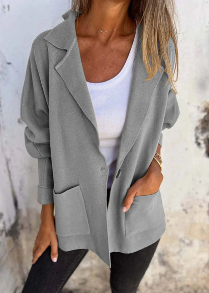 Khaki Peter Pan Collar Pockets Coats Fall