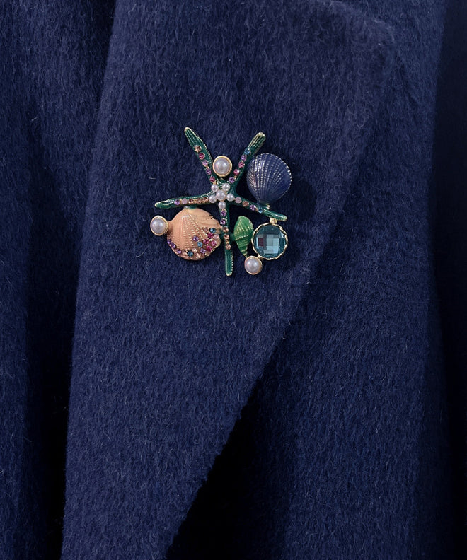 Green Zircon Pearl Shell Starfish Brooches