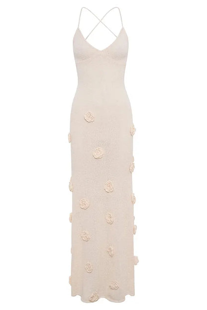Flowers for Every Occasion Crochet Back Lace-up Maxi Dress