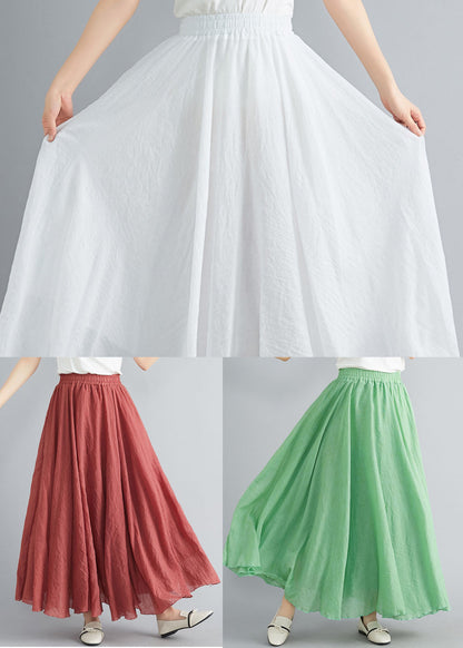 Style Rust Elastic Waist Exra Large Hem Cotton Linen a Line Skirts Summer