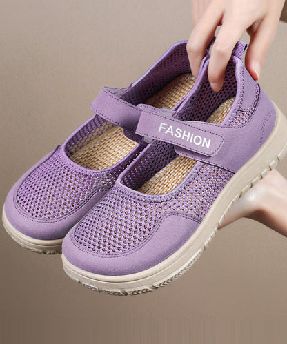 Knit Fabric Flats Buckle Strap Flat Feet Shoes