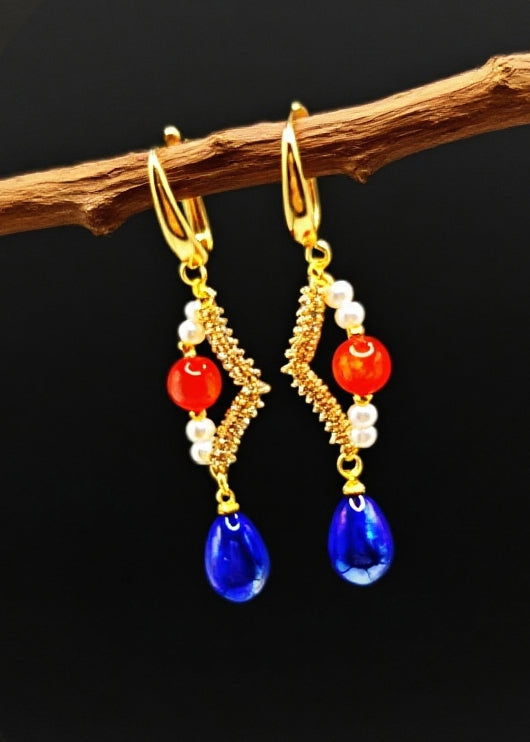 Diy Blue Acrylic Original Design Drop Earrings