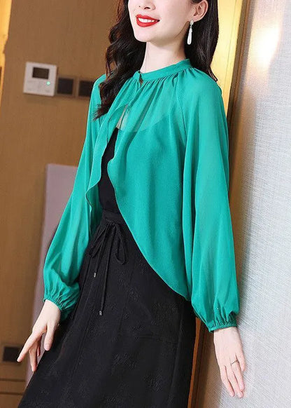 Green Oversized Chiffon Upf 50+ Cardigan Spring