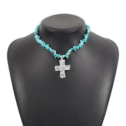 Naturel Stones Cross Necklaces