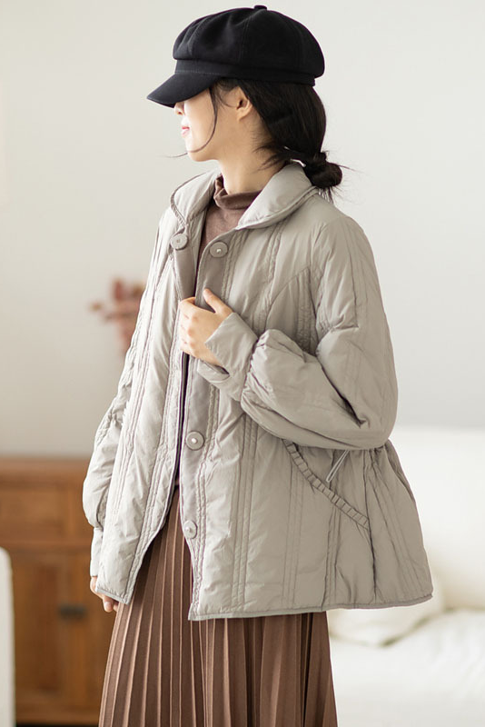 Winter Pure Color White Duck Down Jacket