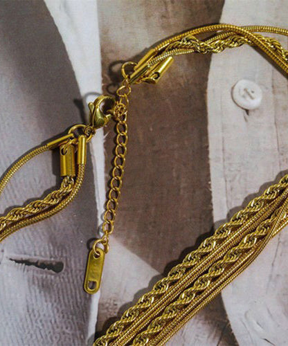 Gold Stainless Steel Alloy Three Layers Necklace