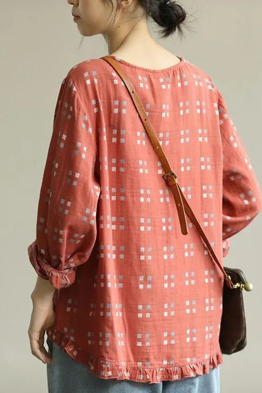 Limited Stock- Loose Plaid Agaric Laces T-shirt