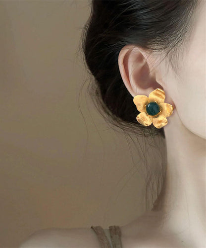 Boutique Gold Sterling Silver Overgild Resin Stud Earrings
