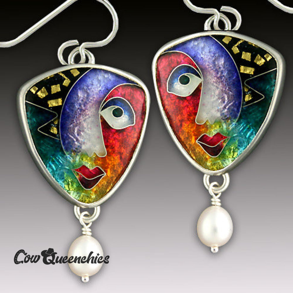 New Creative Abstract Color Face Dangle Earrings