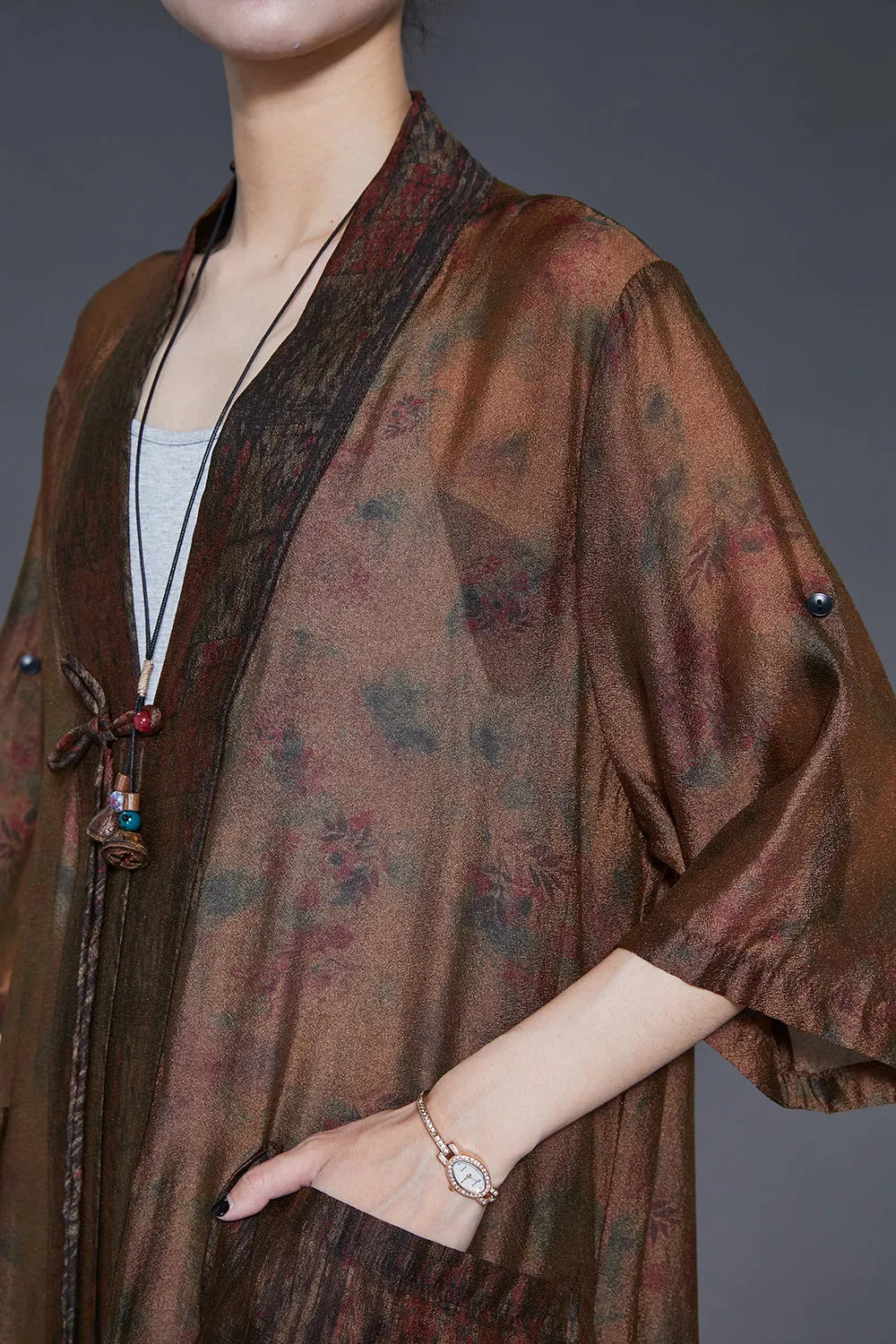 Brown Tasseled Tie Dye Silk Cardigans Summer