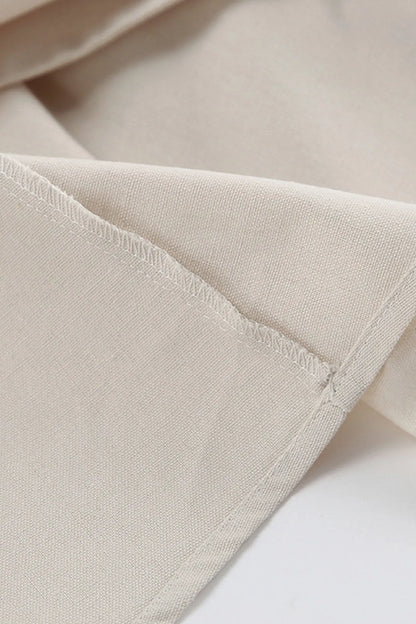 V Neck Single-breasted Cotton Linen A-line Dress