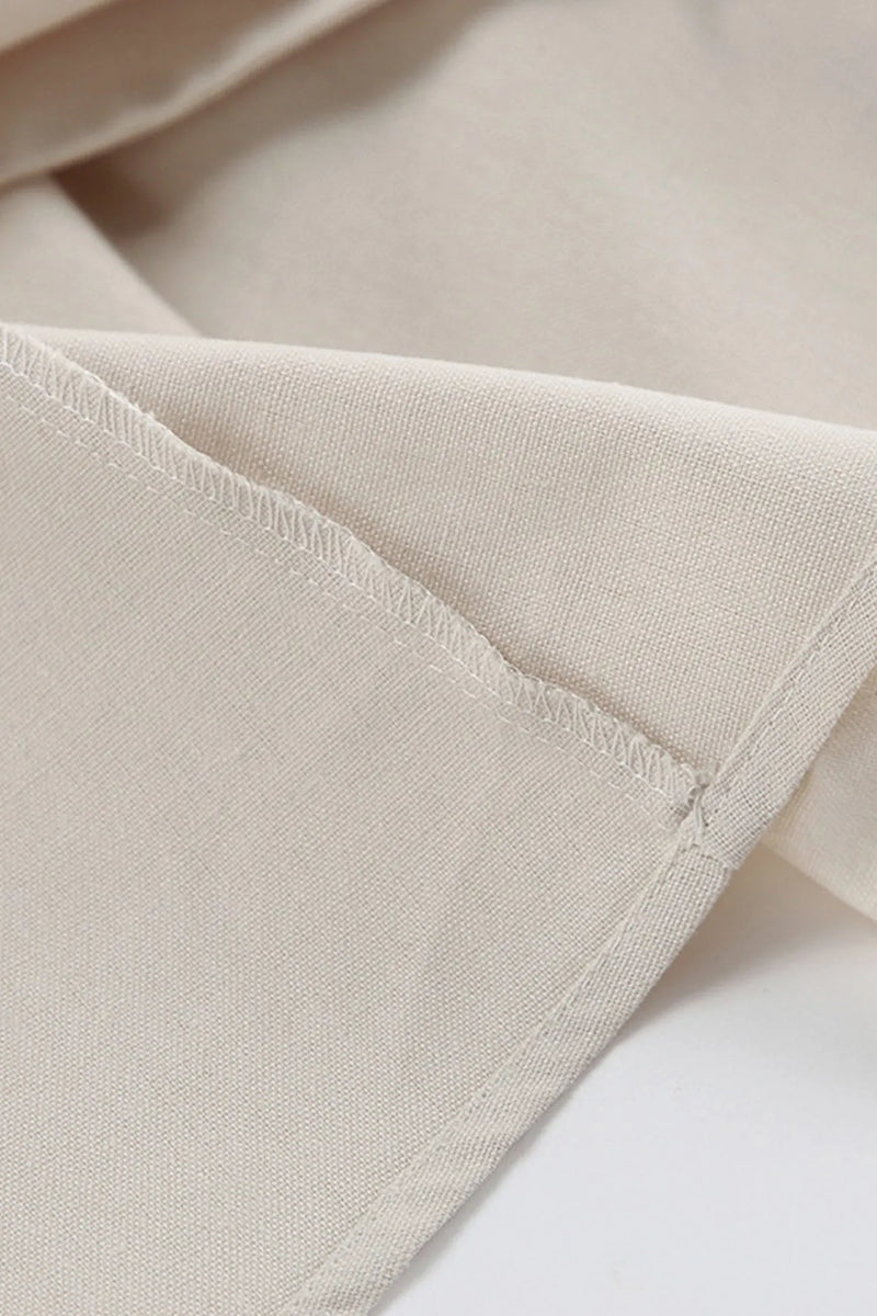 V Neck Single-breasted Cotton Linen A-line Dress