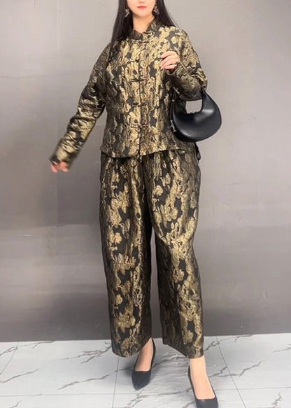 Mulberry Tops and Pants Cotton Two Pieces Set Fall