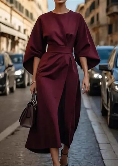 Organic Purple Tunic Long Dress Batwing Sleeve