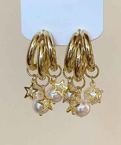 Original Design Gold Faux Pearl Tassel Earrings