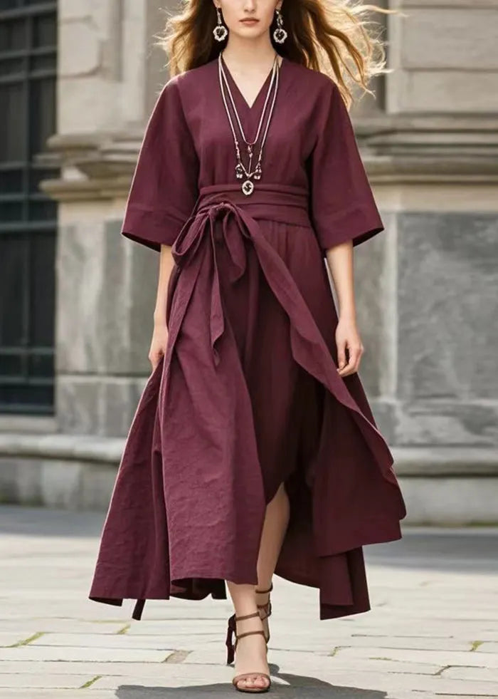 Mulberry Tie Waist Exra Large Hem Cotton Robe Dresses Summer